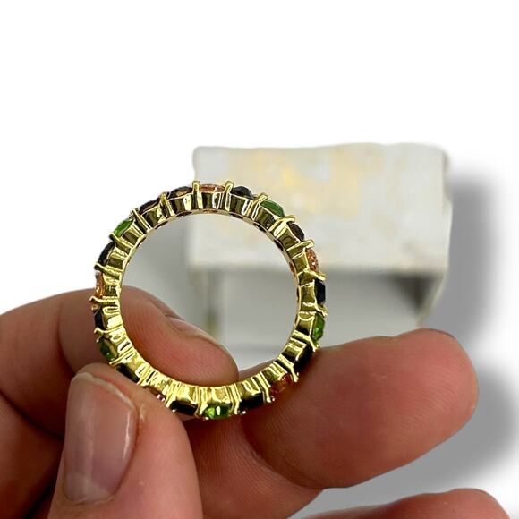 NEW Charter Club Gold Plate Multicolor Crystal Ring Size 11 Green Red Band - Picture 5 of 10